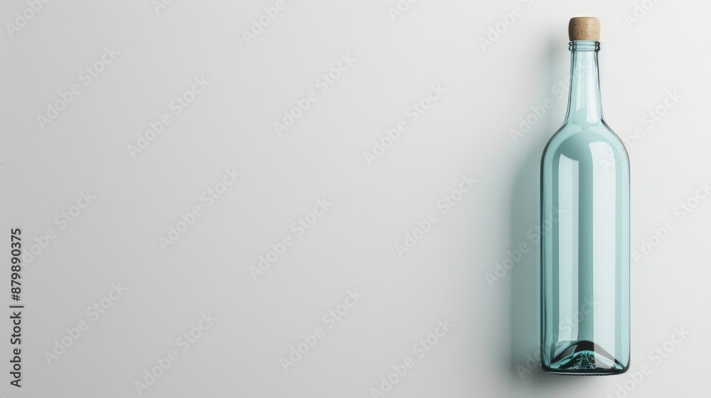 Bottle glass on white background with space for text Bottle glass on white background with space for text