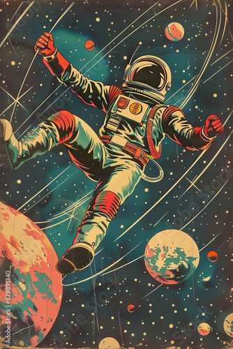 the front cover of space comics, in the style of interior scenes, golden age illustrations, pictorial space,generative ai