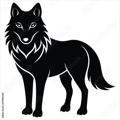 Wolf silhouette vector illustration on white background. Wolf head logo vector.