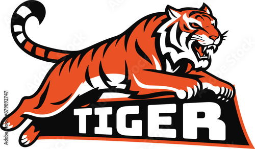 Free vector roaring tiger mascot logo illustration, Sports team tiger mascot