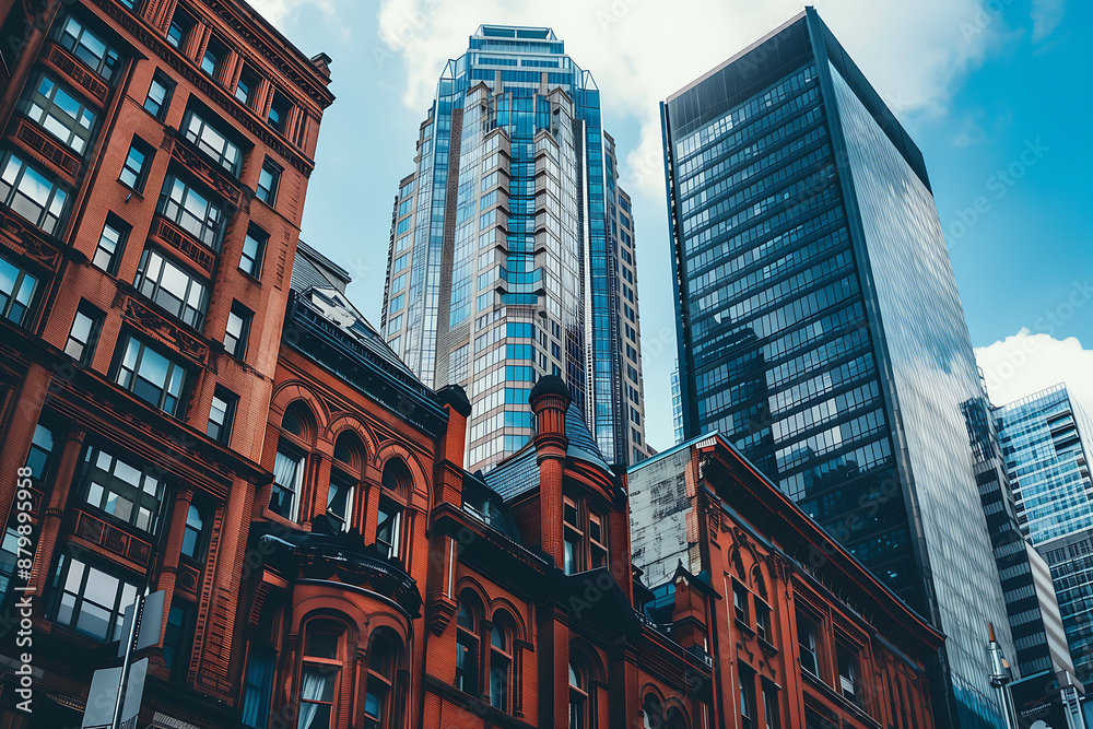 Fototapeta premium Urban Architecture Skyline, Modern Historical Contrast Design
