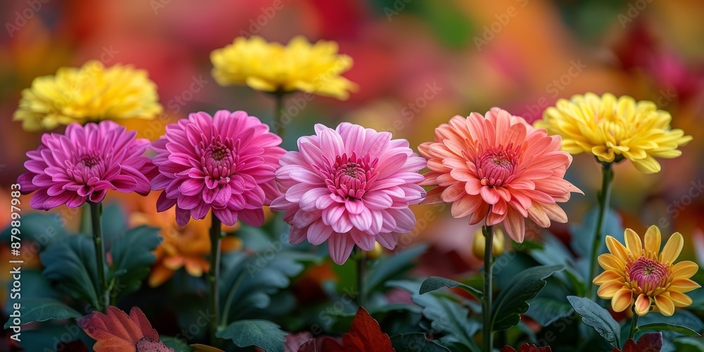 Chrysanthemums in full bloom for Chrysanthemum Day, September 9th, vibrant flowers, autumn garden, seasonal beauty Chrysanthemums in full bloom for Chrysanthemum Day, September 9th, vibrant flowers, autumn garden, seasonal beauty