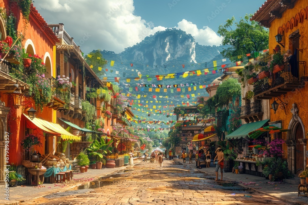 Summer Beach Scene sunny beach scene realistic waves, sand, beach umbrellas,