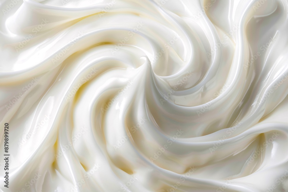 Close up of a creamy whipped cream swirl with copy space.