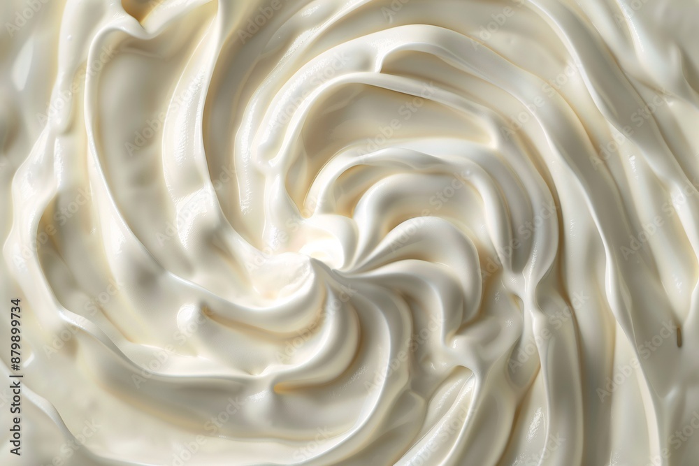 Obraz premium Close up of a creamy whipped cream swirl with copy space.