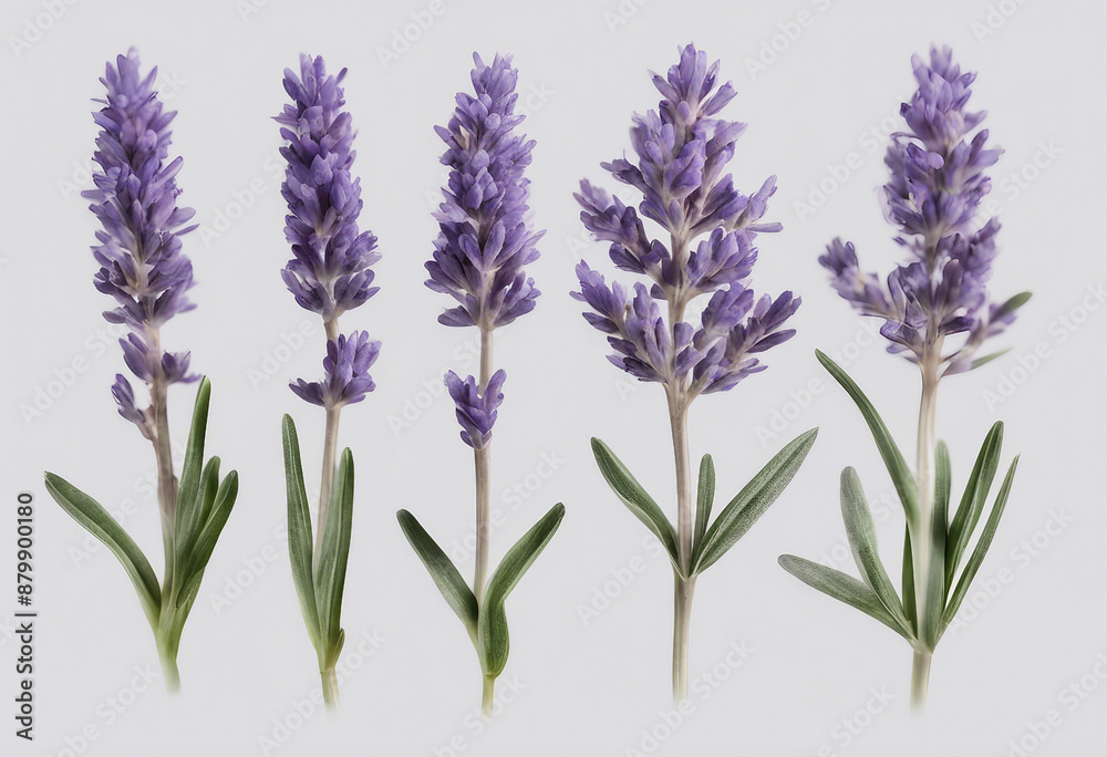 Fototapeta premium Set of healthy herbs elements Fresh lavenders isolated on transparent background