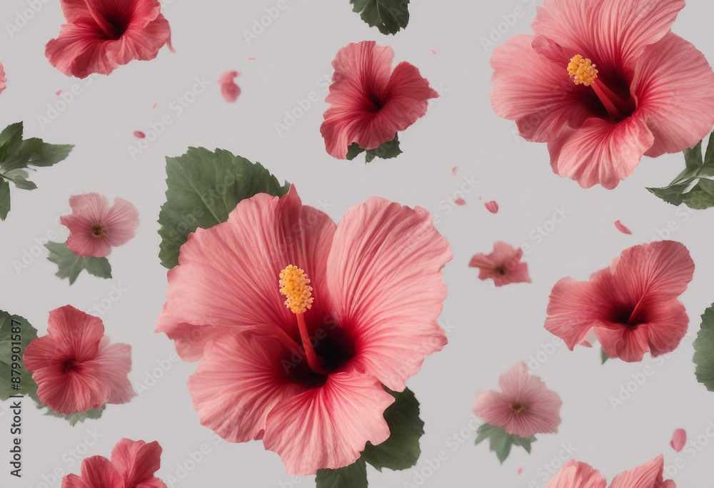 Summer season flowers bouquet made with Hibiscus isolated on transparent background Summer season flowers bouquet made with Hibiscus isolated on transparent background