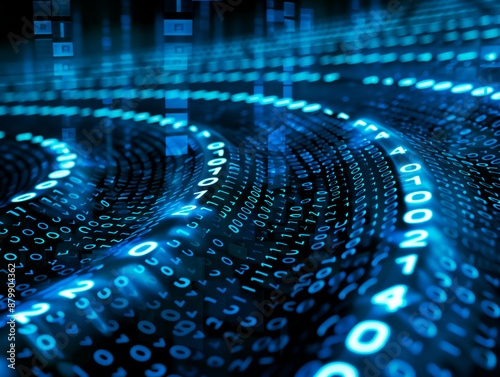 Obraz na płótnie Digital data flow with binary code background.