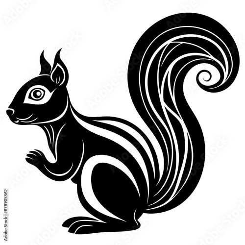 Abstract Squirrel With Curly Tail Vector Design and illustration