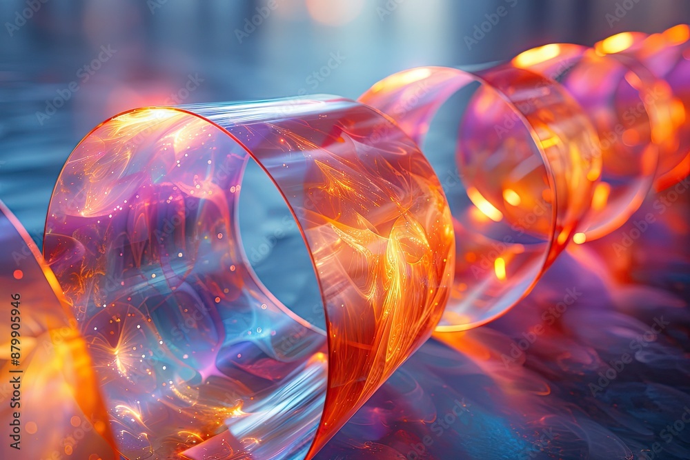Twisting Holo Strips 3D scene of twisting and intertwining holographic Twisting Holo Strips 3D scene of twisting and intertwining holographic