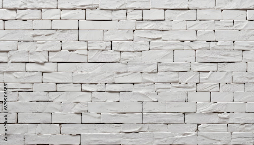 Fototapeta premium White stone wall texture with tiles as wallpaper background