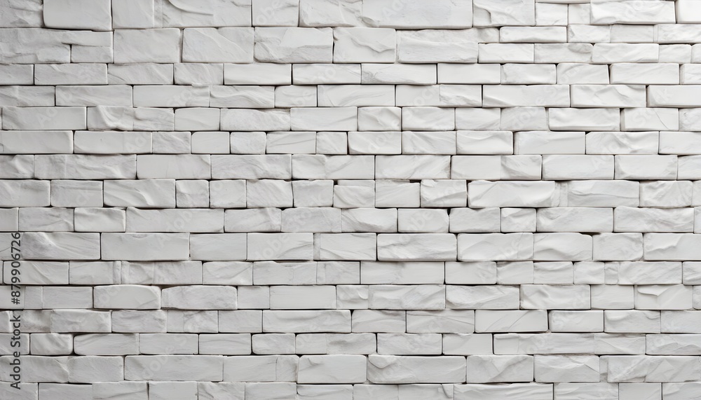 Obraz premium White stone wall texture with tiles as wallpaper background
