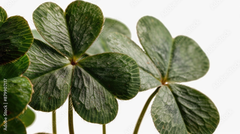 Fototapeta premium A delicate arrangement of four-leaf clovers in a vase, perfect for decorative or symbolic use