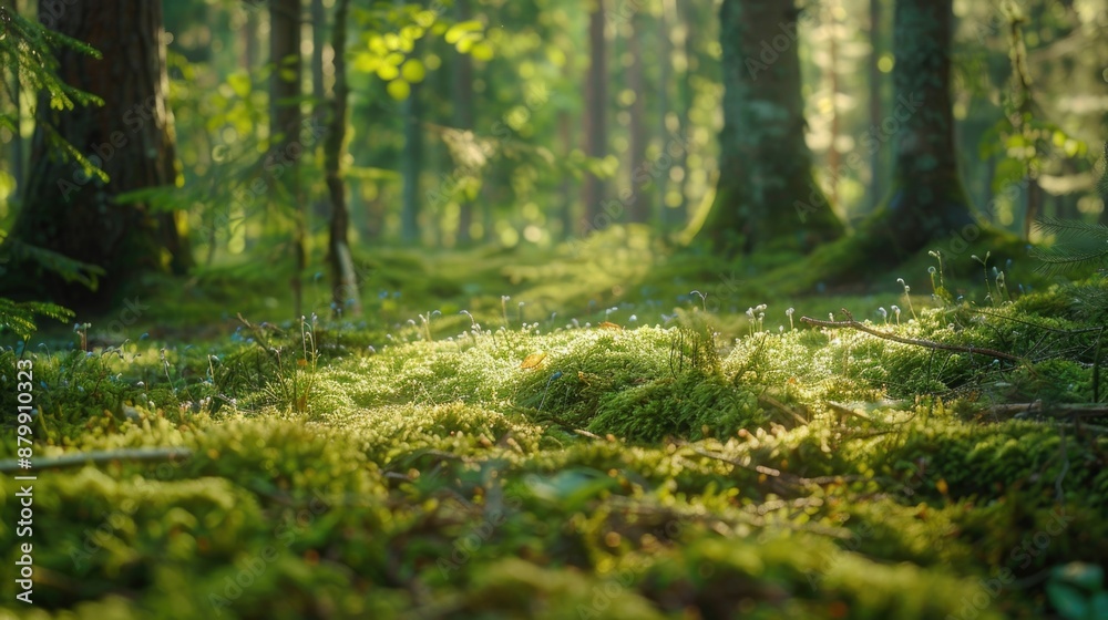 A dense forest with lush green plants and vegetation A dense forest with lush green plants and vegetation