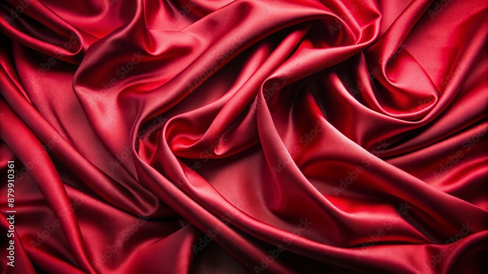 Fototapeta premium Luxurious deep red silk fabric background with subtle sheen, folds, and wrinkles, perfect for e-commerce product photography.