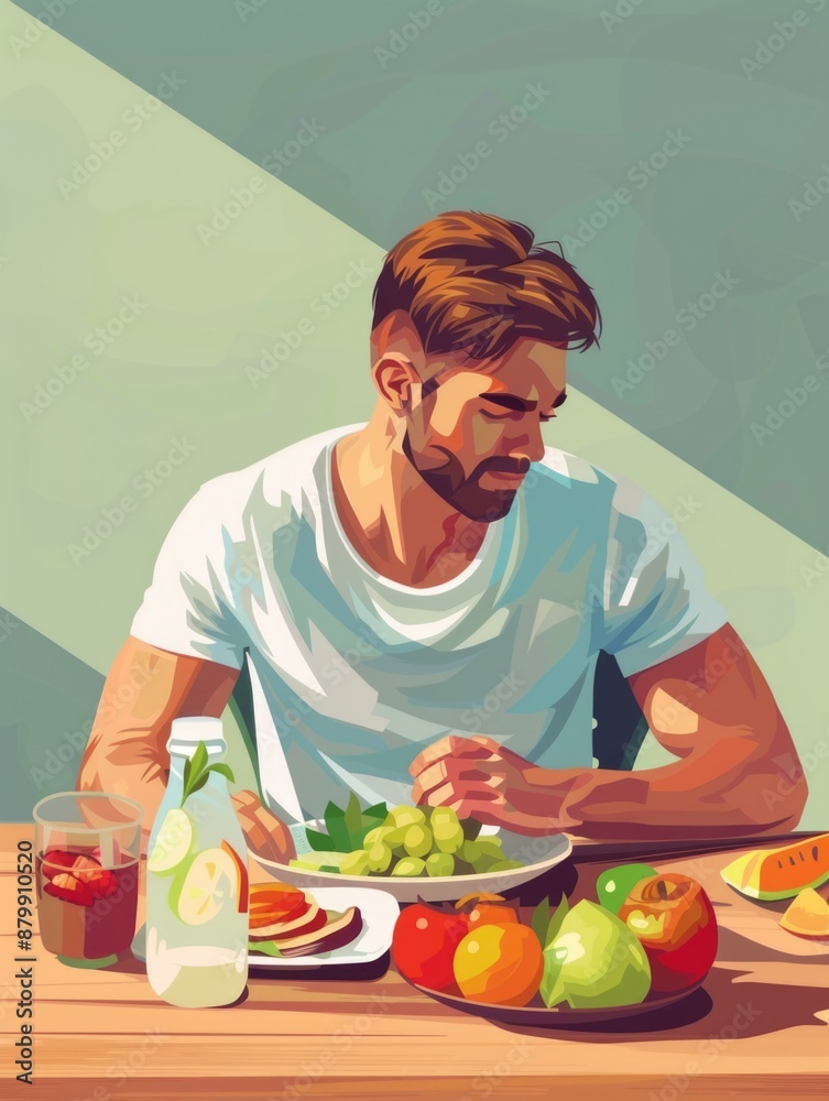 A person enjoying a meal in a casual setting, perfect for use in editorial or commercial projects about daily life, food, and human experience A person enjoying a meal in a casual setting, perfect for use in editorial or commercial projects about daily life, food, and human experience