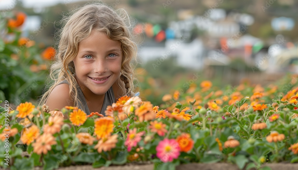 Fototapeta premium girl in poppy field