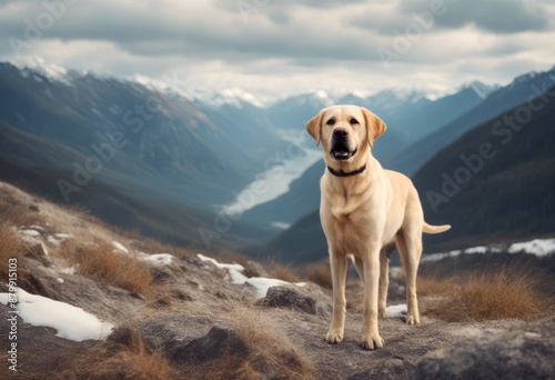 banner labradorretriever dog animal beautiful mountains labrador backdrop grass text wild flower logo friends space summer nature retriever panorama canino photo