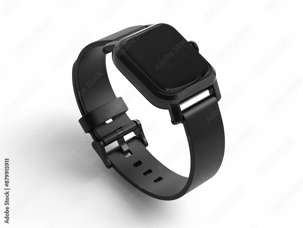 a smartwatch with heart rate monitor, fitness tech, photorealistic, black, isolated on white background a smartwatch with heart rate monitor, fitness tech, photorealistic, black, isolated on white background