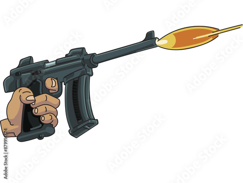 cartoon hand with gun