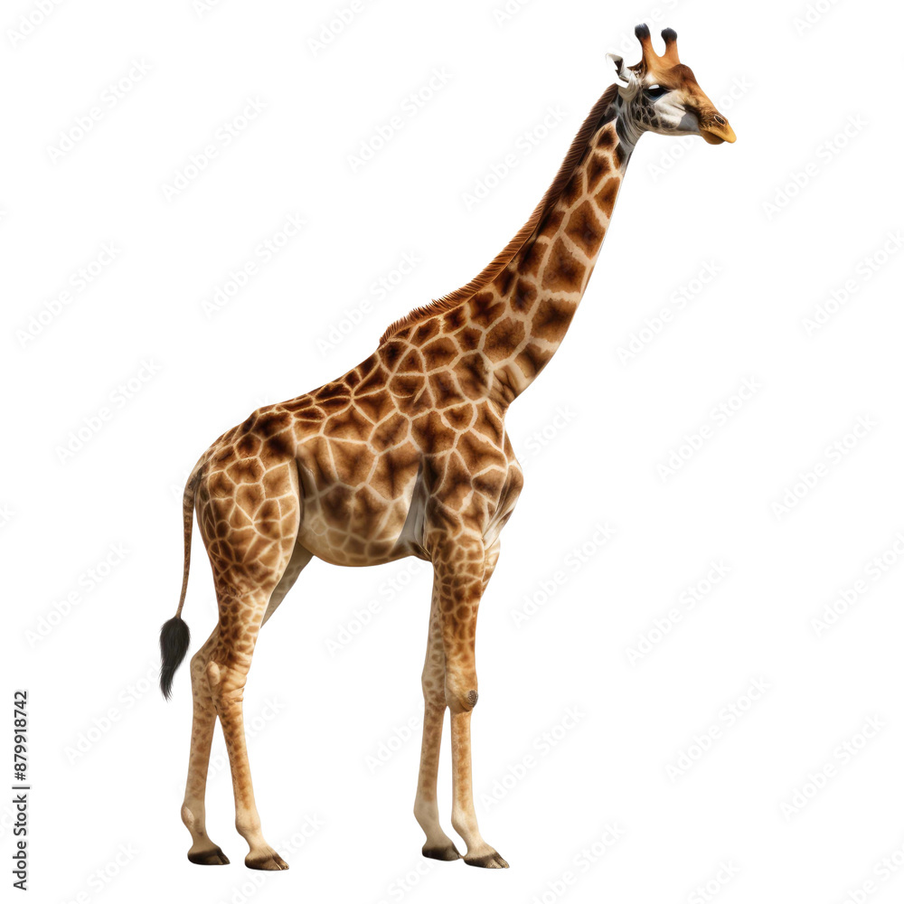 Fototapeta premium Full body image of a giraffe isolated on a white transparent background