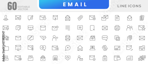 Mail and email line icon set. Message, envelope, mailing, postal letter, post office and mailbox outline icon collection. UI thin outline icons