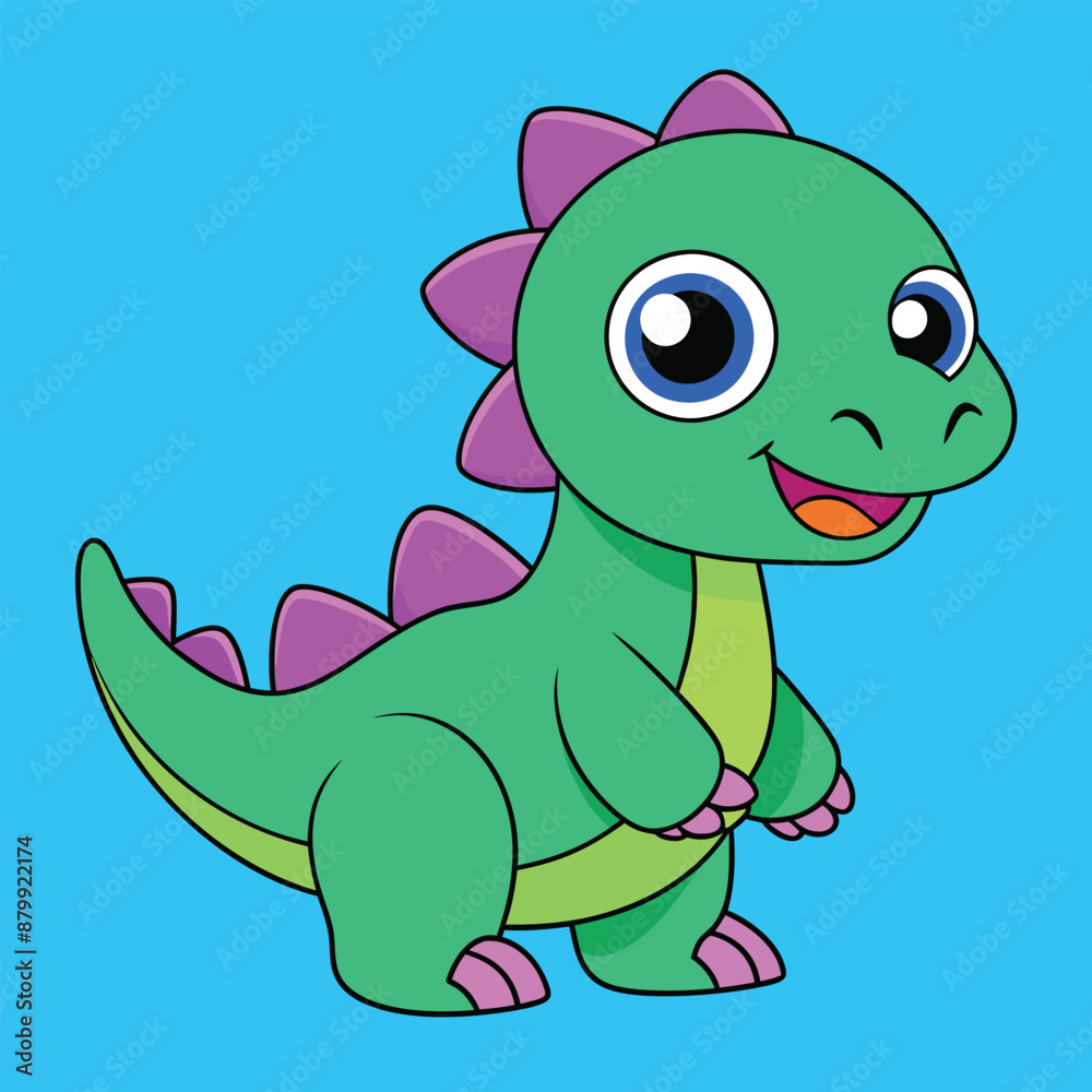 Obraz premium Adorable Dinosaur Vector Illustration: Cartoon, Clipart, Line Art Design