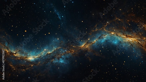 Space galaxy science fiction gold stars blue purple black background
