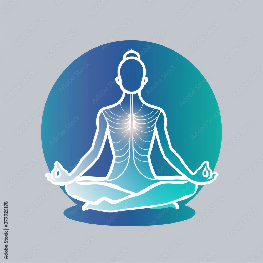 Abstract Illustration of Meditating Figure with Transparent Skeleton and Glowing Heart Abstract Illustration of Meditating Figure with Transparent Skeleton and Glowing Heart