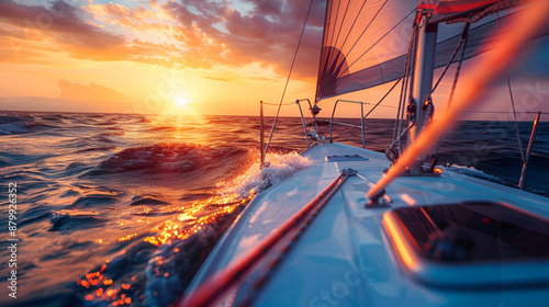 sailing sunset behind