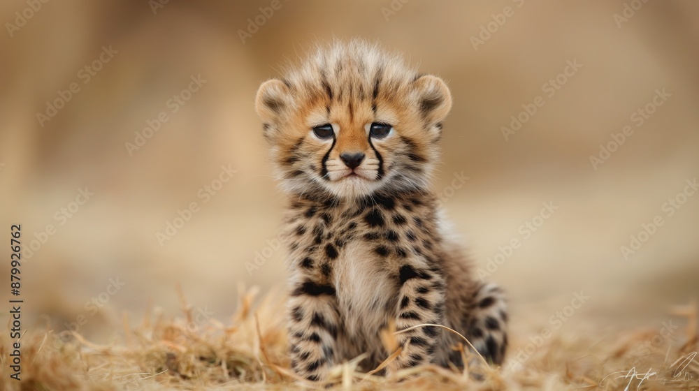 Obraz premium Cheetah cub in the wild on a blurred background 