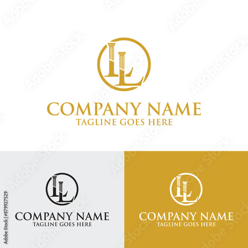 LL letter initial pillar law firm attorney logo template