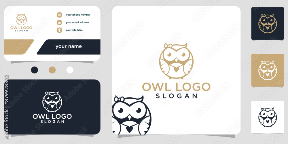 Fototapeta premium illustration of owl luxury logo. owl logo. Design logos, icons and business cards. Premium vector.