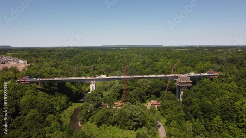 An aerial view of a bridge being constructed