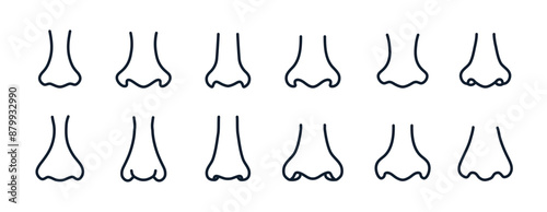 Nose line icon vector illustration. Nose smell human cartoon line icon.