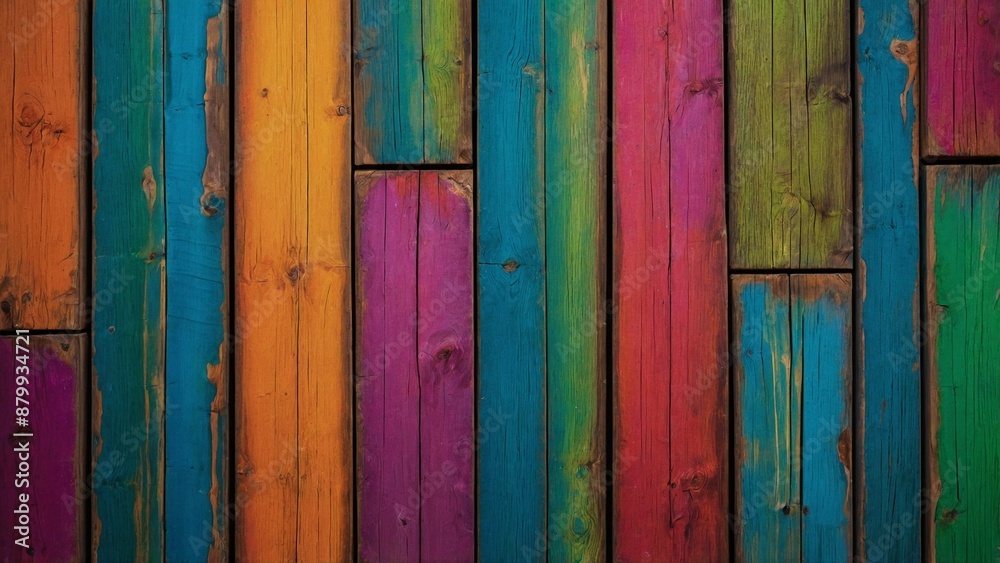 Rainbow color painted rustic wood boards background Rainbow color painted rustic wood boards background