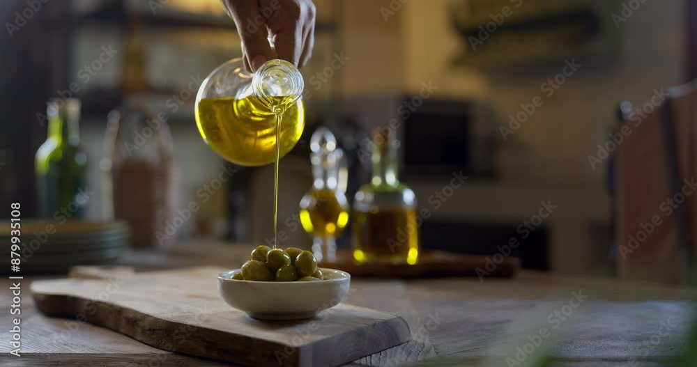 Green olive oil and olive oil concept Green olive oil and olive oil concept