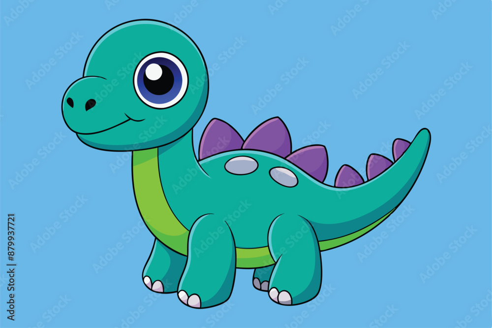 Naklejka premium Adorable Dinosaur Vector Illustration: Cartoon, Clipart, Line Art Design