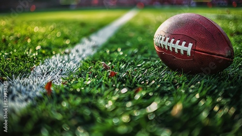 Close-up of a football on a grassy field