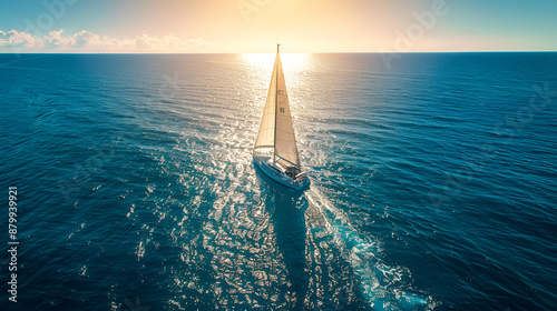 Yacht trip on a bright day in the Atlantic Ocean