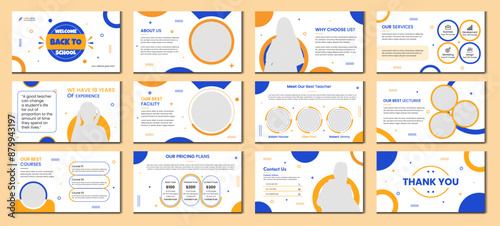 Education PowerPoint presentation slides template design. Use for modern keynote presentation background, brochure design, website slider, landing page, annual report, 