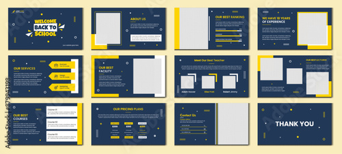 Education PowerPoint presentation slides template design. Use for modern keynote presentation background, brochure design, website slider, landing page, annual report, 