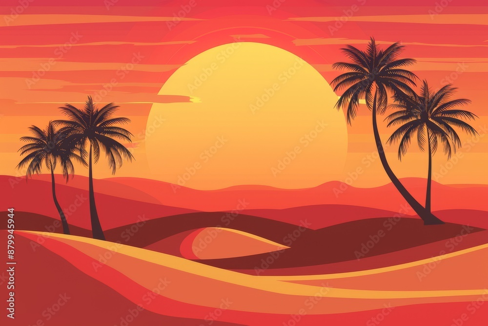 dark-palm-trees-silhouettes-on-colorful-tropical. Beautiful simple AI generated image in 4K, unique. dark-palm-trees-silhouettes-on-colorful-tropical. Beautiful simple AI generated image in 4K, unique.