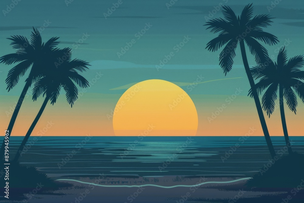 dark-palm-trees-silhouettes-on-colorful-tropical. Beautiful simple AI generated image in 4K, unique. dark-palm-trees-silhouettes-on-colorful-tropical. Beautiful simple AI generated image in 4K, unique.