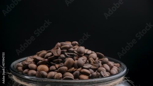coffee beans on a dark background macro video