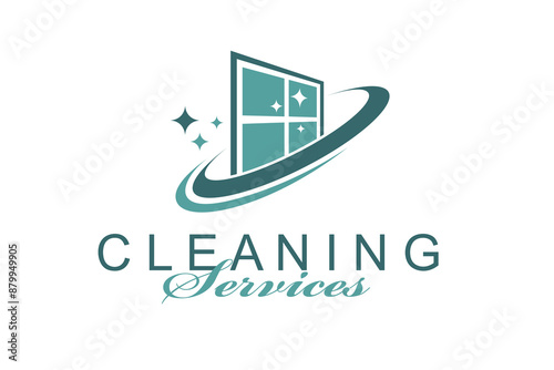 cleaning service design with window glass isolated on white background