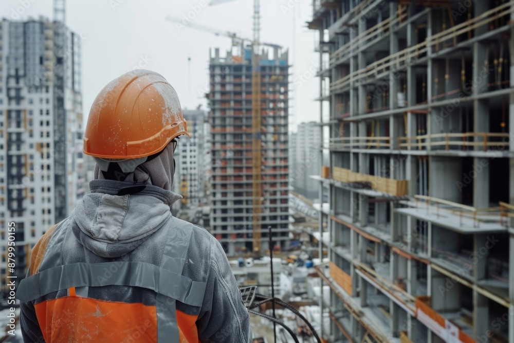 Construction worker wearing hard hat Construction worker wearing hard hat