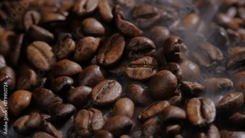 coffee beans on a dark background macro video