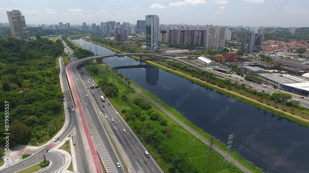 Aerial view of Marginal Pinheiros Avenue - São Paulo, Brazil Aerial view of Marginal Pinheiros Avenue - São Paulo, Brazil