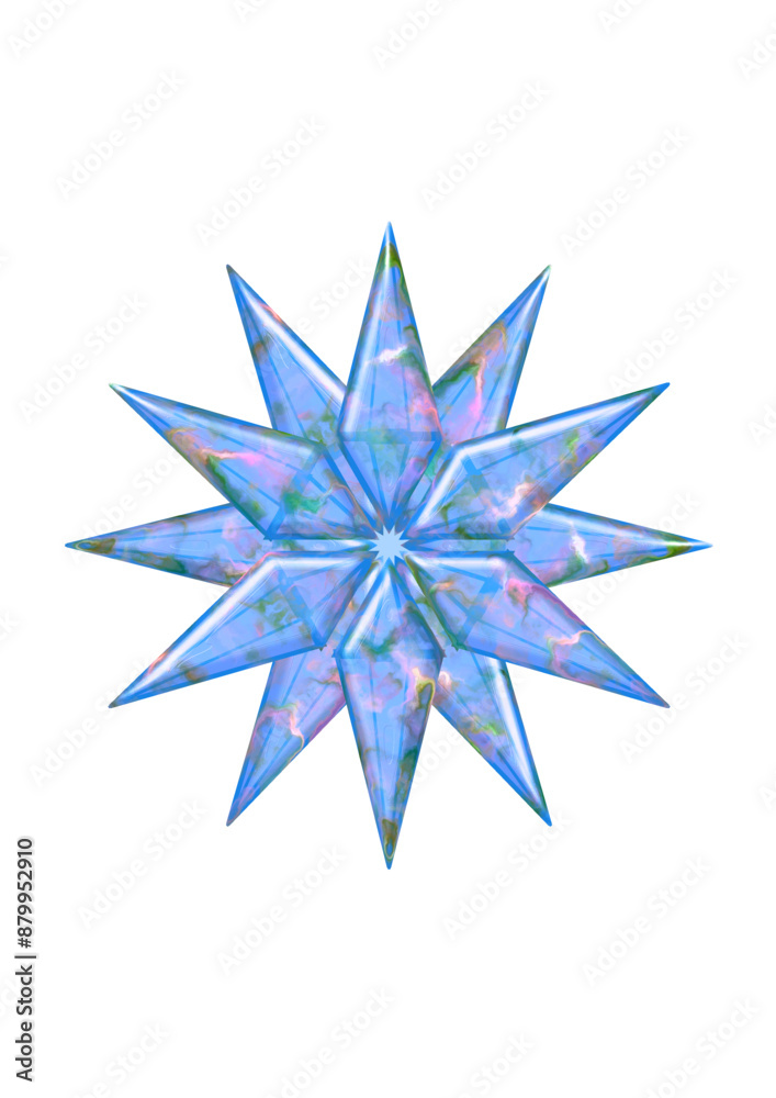 Fototapeta premium six-pointed blue star light blue marbled, modern abstract design, christmas decorations, 
